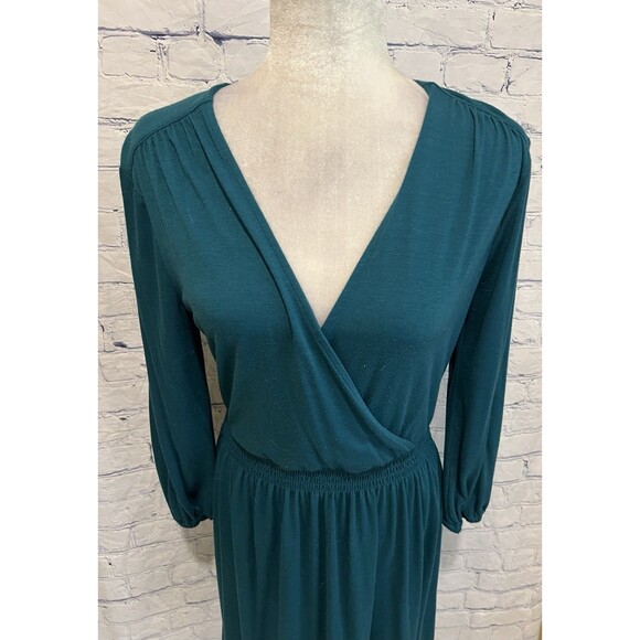 Old Navy Teal Long Sleeve Faux Wrap Dress Size Medium - Picture 2 of 6
